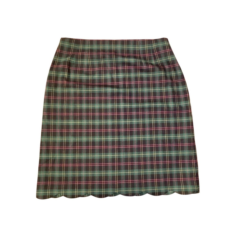 Talbots Mini Skirt Scalloped Hem Plaid Lined - Size‎ 6 NWT